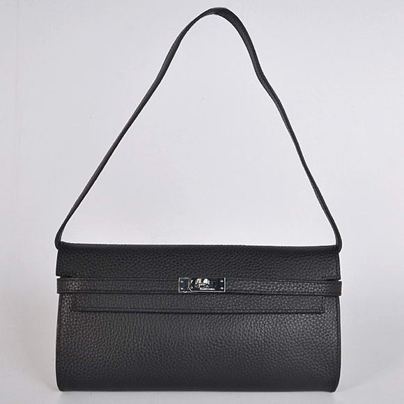 AAA Hermes Kelly 26CM Shoulder Bag Clemence Black 60699 On Sale - Click Image to Close